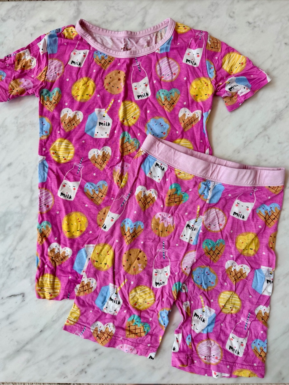 Little Sleepies Pink Milk & Cookies Short sleeve Pajama Set
